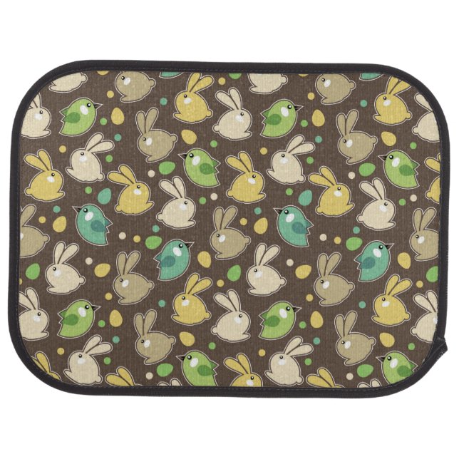 spring pattern with easter eggs,birds car floor mat (Rear)