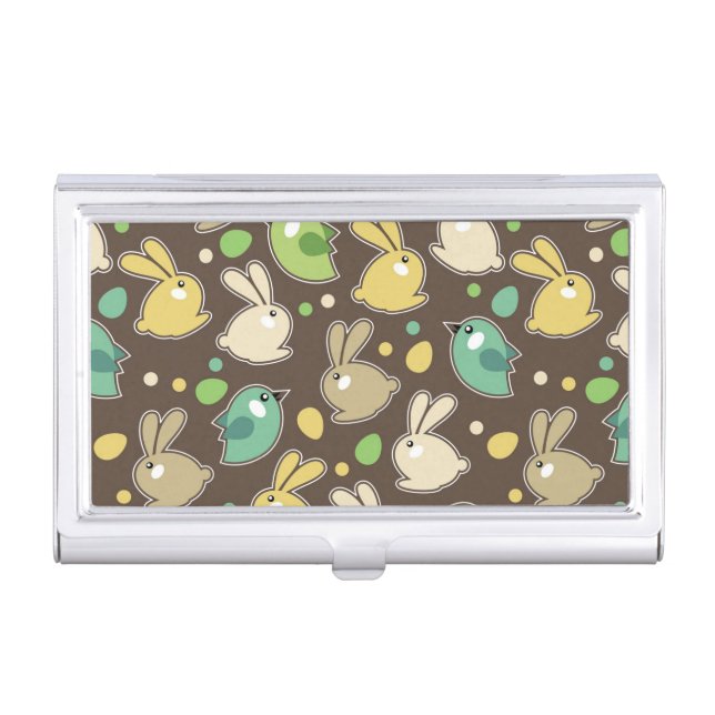 spring pattern with easter eggs,birds case for business cards (Front)