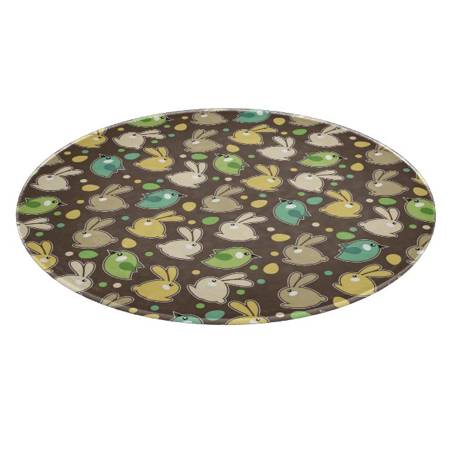 spring pattern with easter eggs,birds cutting board (Corner)