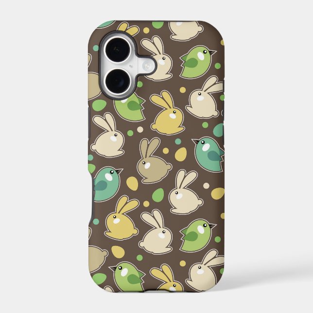 spring pattern with easter eggs,birds iphone case (Back)