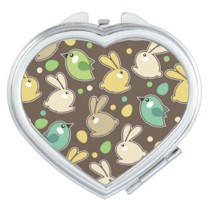 spring pattern with easter eggs,birds makeup mirror