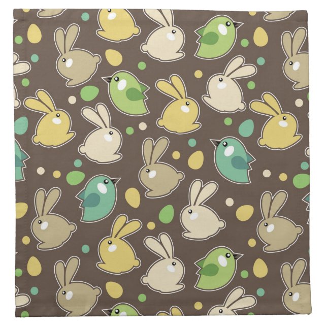 spring pattern with easter eggs,birds napkin (Front)
