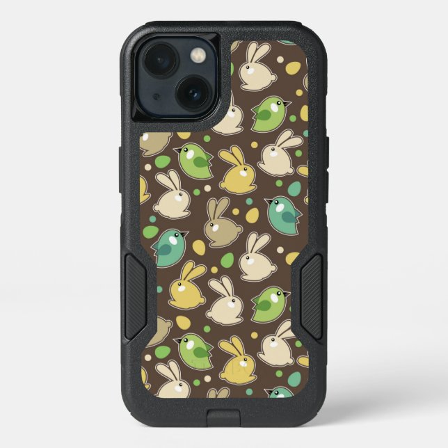spring pattern with easter eggs,birds otterbox iPhone case (Back)