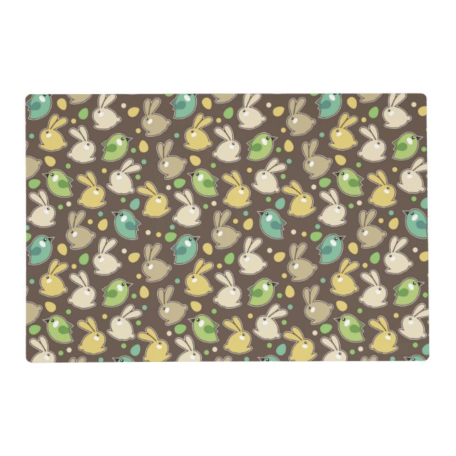 spring pattern with easter eggs,birds placemat (Front)