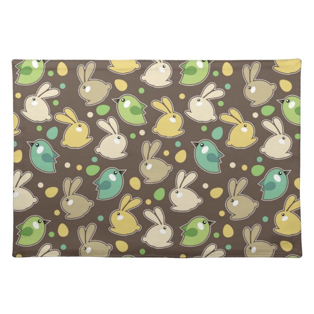spring pattern with easter eggs,birds placemat (Front)