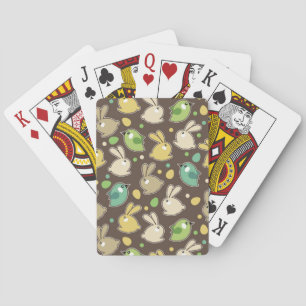 spring pattern with easter eggs,birds poker cards