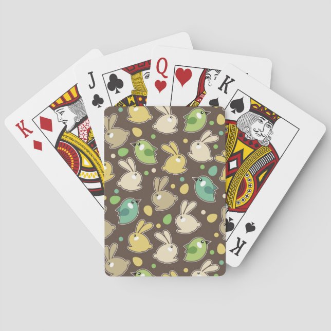spring pattern with easter eggs,birds poker cards (Back)