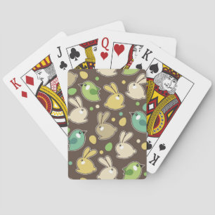 spring pattern with easter eggs,birds poker cards