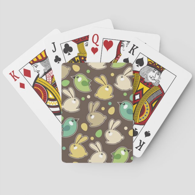 spring pattern with easter eggs,birds poker cards (Back)
