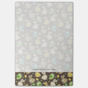 spring pattern with easter eggs,birds post-it notes