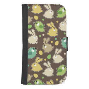 spring pattern with easter eggs,birds galaxy s4 wallet case