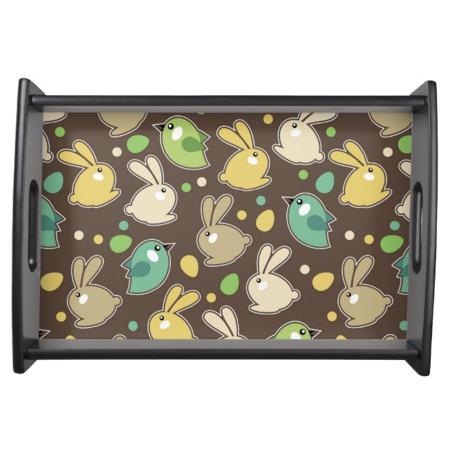 spring pattern with easter eggs,birds serving tray (Front)