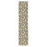 spring pattern with easter eggs,birds short table runner