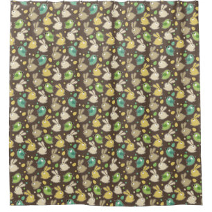 spring pattern with easter eggs,birds shower curtain