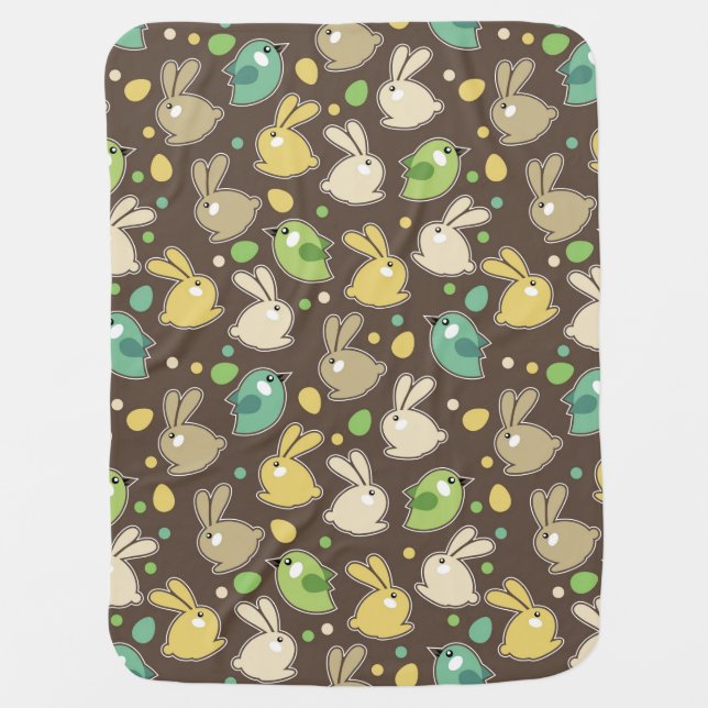 spring pattern with easter eggs,birds stroller blanket (Front)
