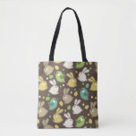 spring pattern with easter eggs,birds tote bag