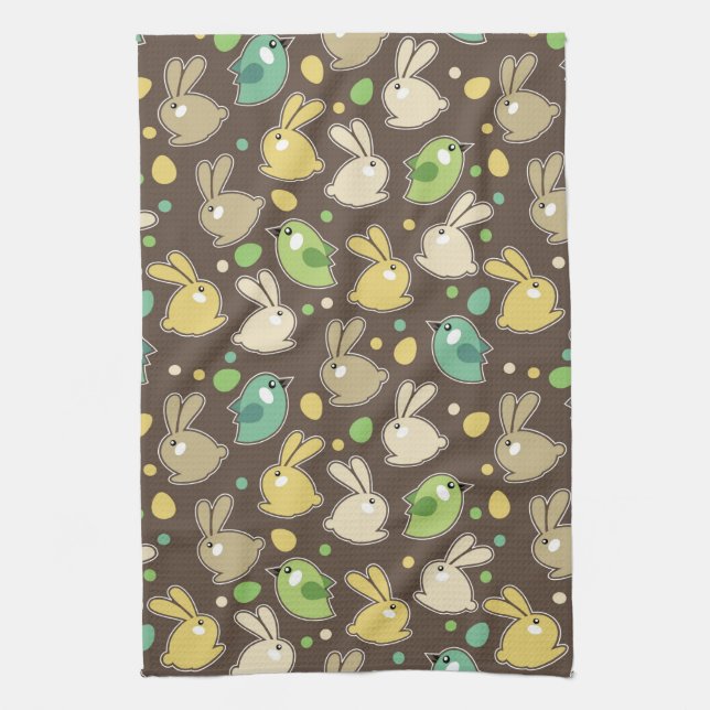 spring pattern with easter eggs,birds towel (Vertical)