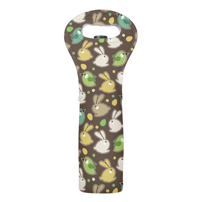spring pattern with easter eggs,birds wine bag (Front)