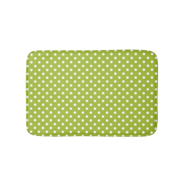 Spring pattern with white polka dots bathroom mat (Front)
