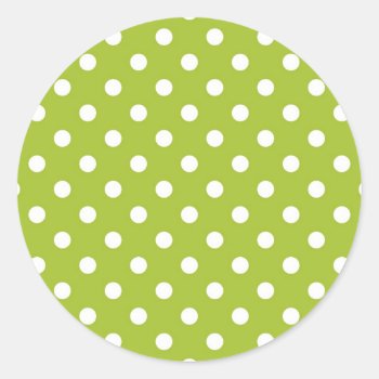 Spring Pattern With White Polka Dots Classic Round Sticker by boutiquey at Zazzle