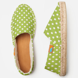 Spring pattern with white polka dots espadrilles