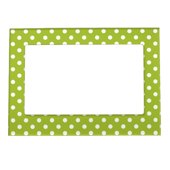 Spring pattern with white polka dots magnetic photo frame (Front)