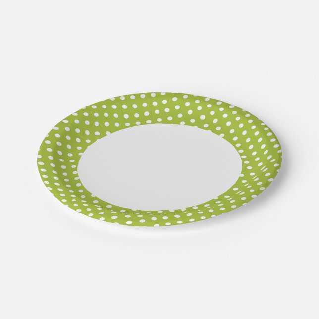 Spring pattern with white polka dots paper plates (Angled)