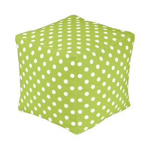 Spring pattern with white polka dots pouf