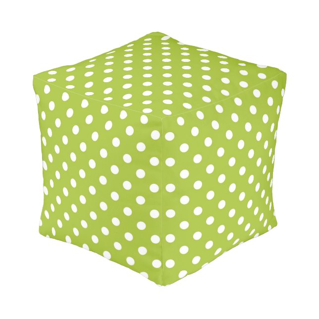 Spring pattern with white polka dots pouf (Angled Front)
