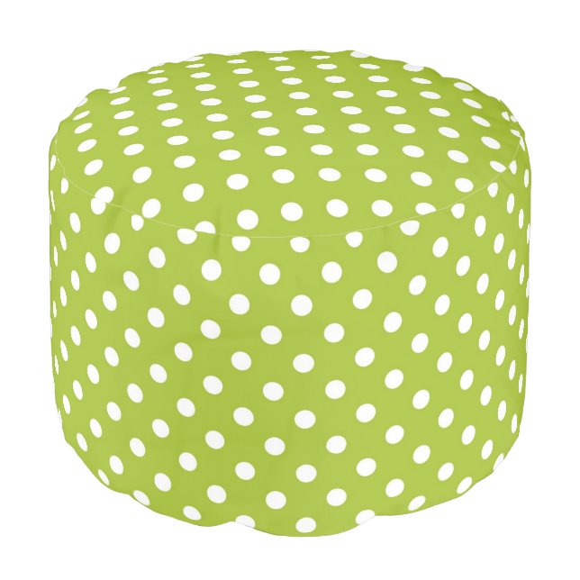Spring pattern with white polka dots pouf (Angled Front)