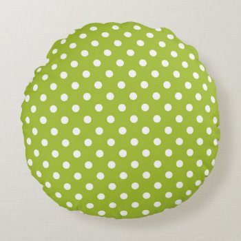 Spring Pattern With White Polka Dots Round Pillow by boutiquey at Zazzle