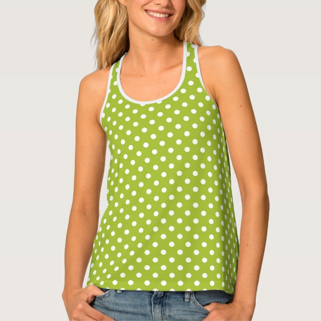 Spring pattern with white polka dots tank top (Front)