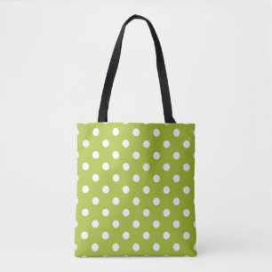 Spring pattern with white polka dots tote bag