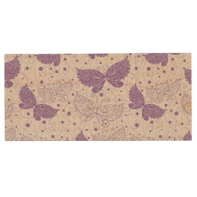 Spring Pattern Wood USB Flash Drive (Front)