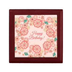 Spring Peach Flowers Garden Floral Decoration Boho Gift Box