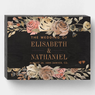 Spring peach roses garden wedding welcome sign