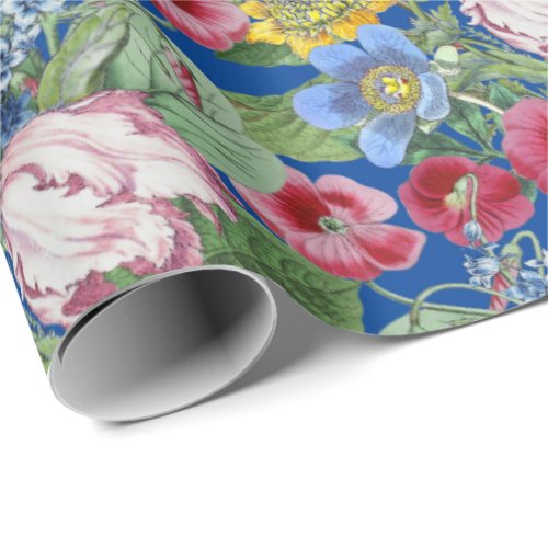 Spring Peonies Tulips Flowers Garden Wrapping Paper