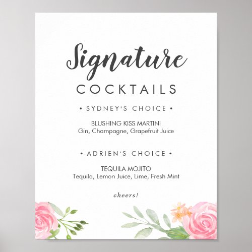 Spring Peony Cocktails Sign