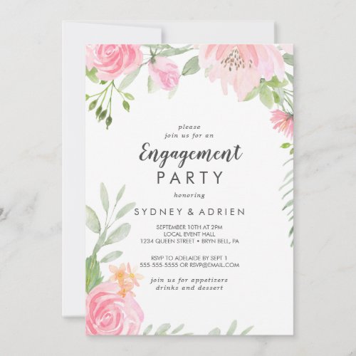 Spring Peony Engagement Party Invitation