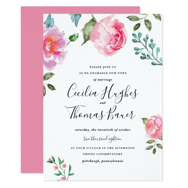 Spring Peony Floral Wedding Invitation