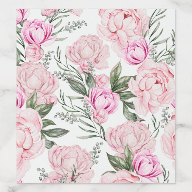Spring Peony Flower Wedding Envelope Liners (Design)