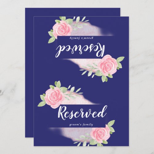 Spring Peony Navy Wedding Reserved Sign