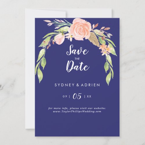 Spring Peony Navy Wedding Save The Date