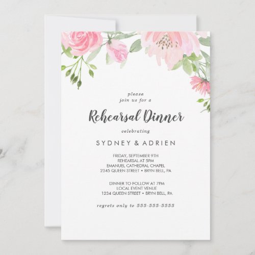 Spring Peony Rehearsal Dinner Invitation