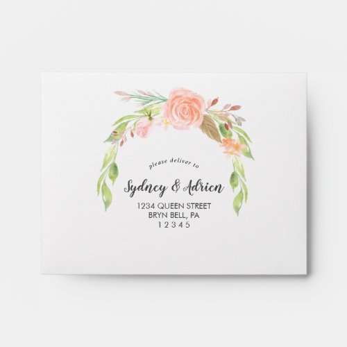 Spring Peony Self_Addressed Wedding RSVP Envelope