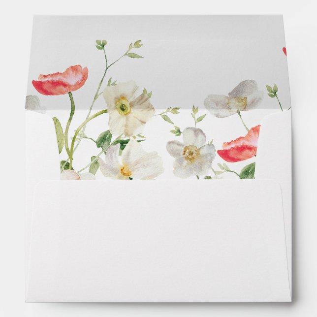 Spring Peony Watercolor Envelope Liner (Back (Bottom))