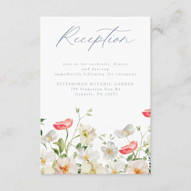 Spring Peony Watercolor Wedding Reception Card (Front)