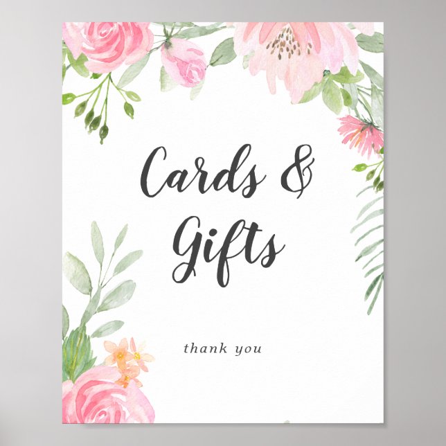 Spring Peony Wedding Cards and Gifts Sign (Front)