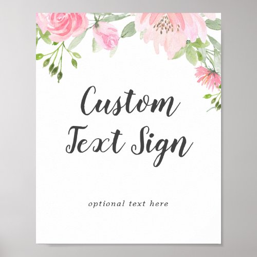 Spring Peony Wedding Custom Text Sign