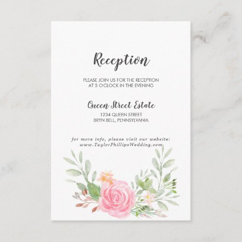 Spring Peony Wedding Reception Enclosure Card